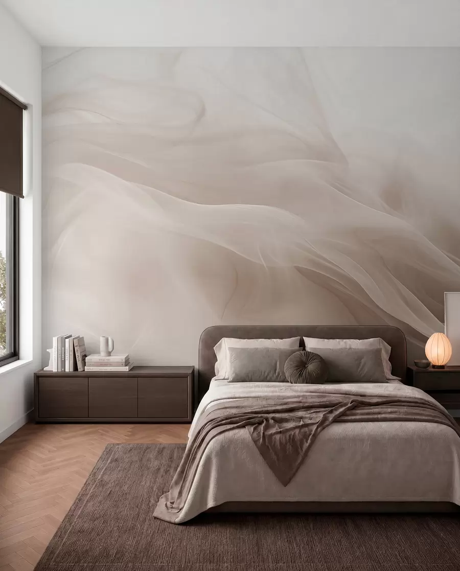 wall murals Меки беж димљени таласи у апстрактном стилу w09273v1