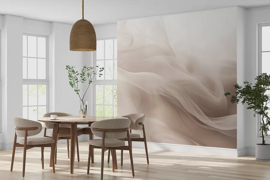 wall murals Меки беж димљени таласи у апстрактном стилу w09273v1