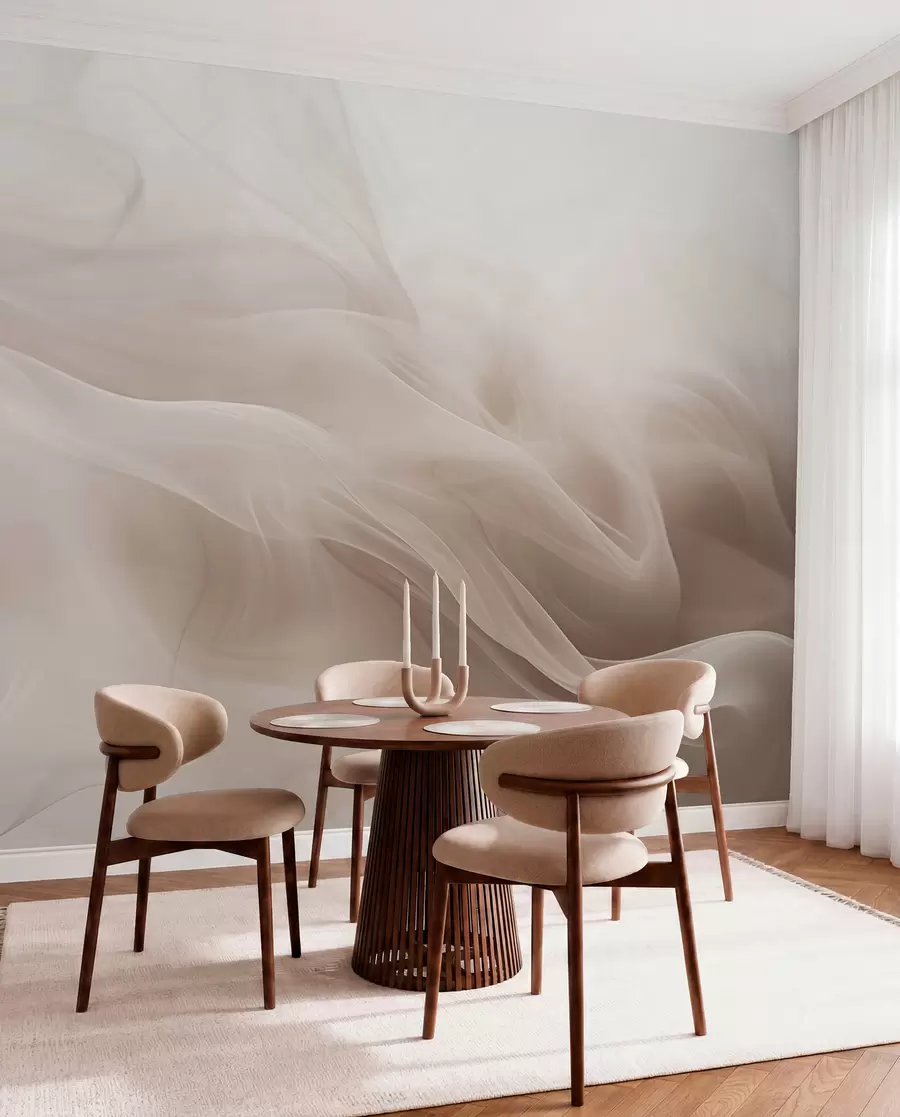 wall murals Меки беж димљени таласи у апстрактном стилу w09273v1