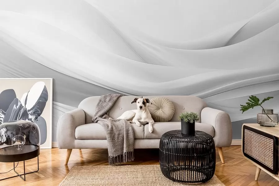 wall murals Сиви таласи од тканине у минималистичком апстрактном стилу w09279v1
