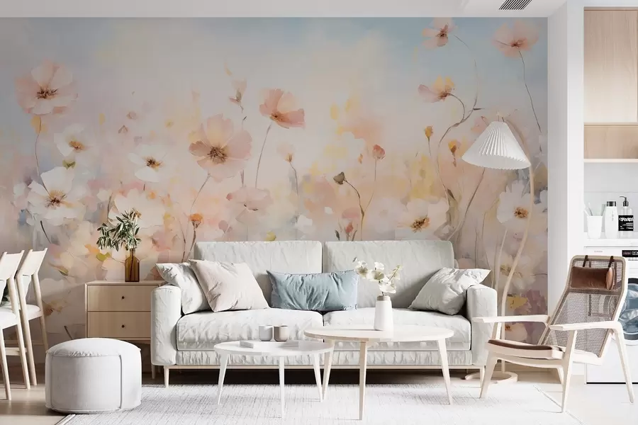 wall murals Дивље цвеће у пастелним нијансама у стилу акварела w09280