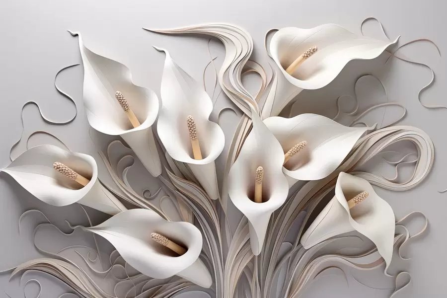 wall murals Волуметријске кале у кремастим тоновима са 3Д ефектом w09281