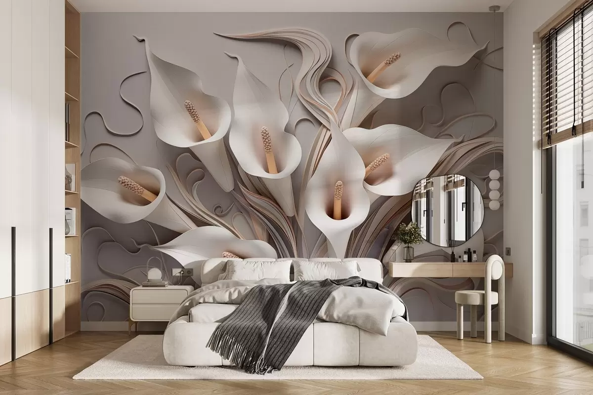 wall murals Волуметријске кале у кремастим тоновима са 3Д ефектом w09281