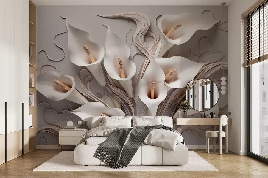 wall murals Волуметријске кале у кремастим тоновима са 3Д ефектом w09281
