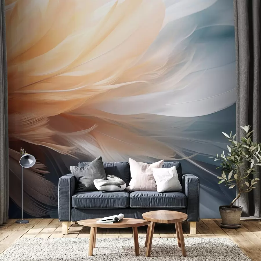 wall murals Нежно перје у наранџастим и плавим градијентним тоновима w09282