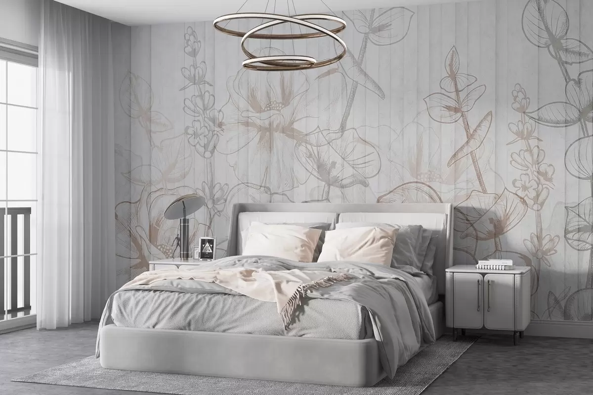 wall murals Силуете биљака на бетонској позадини w04327