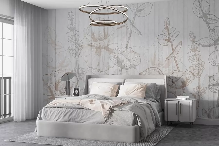 wall murals Силуете биљака на бетонској позадини w04327