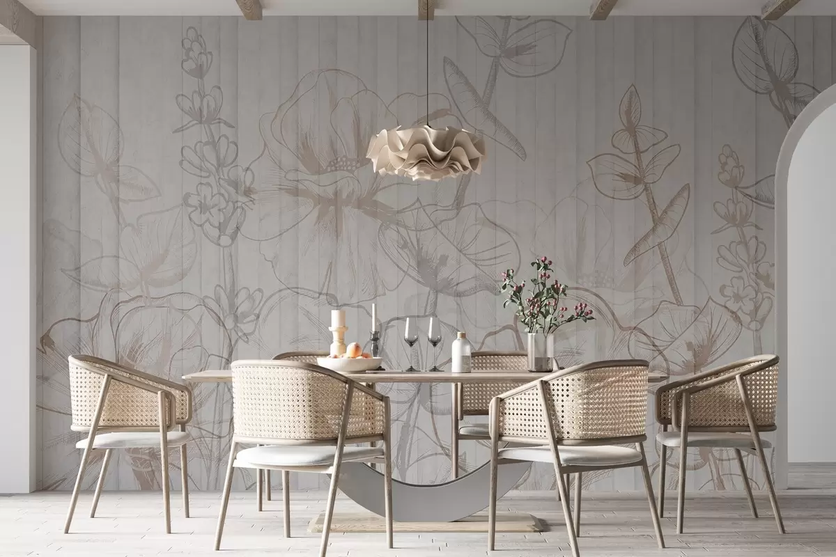 wall murals Силуете биљака на бетонској позадини w04327