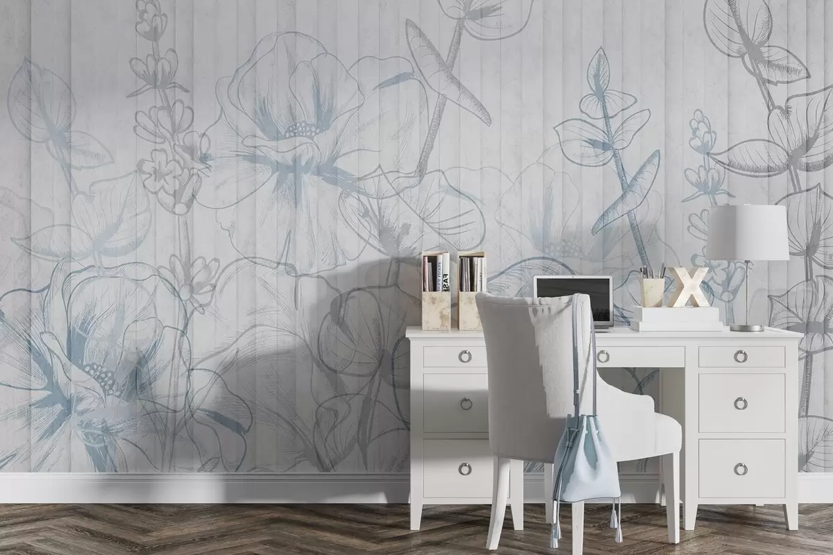 wall murals Силуете биљака на бетонској позадини w04327v1