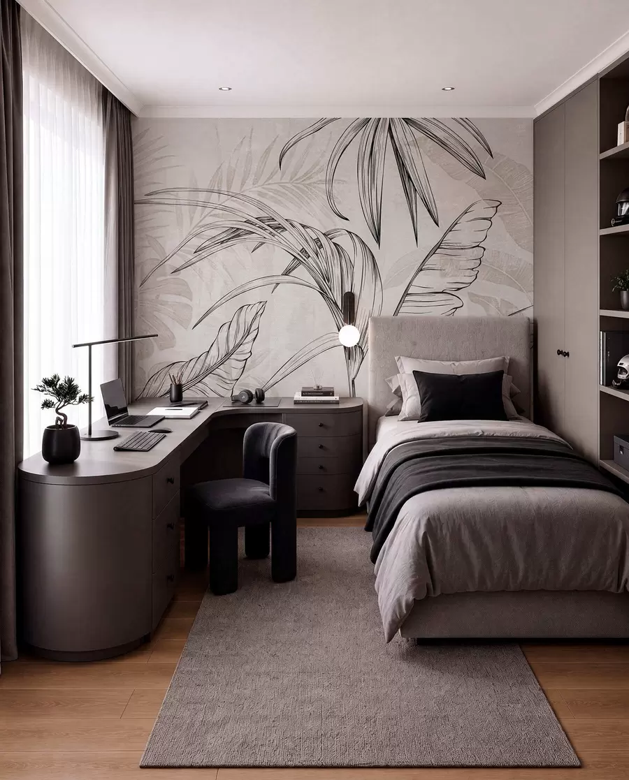 wall murals Лишће на позадини са имитацијом замућења и текстуре w04362