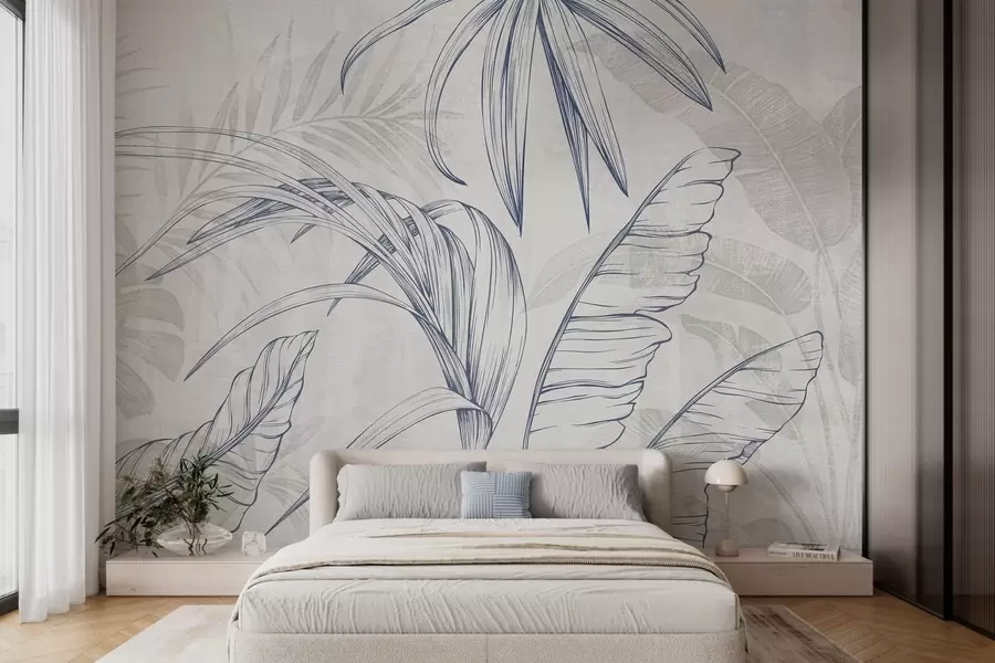 wall murals Лишће на позадини са имитацијом замућења и текстуре w04362v1