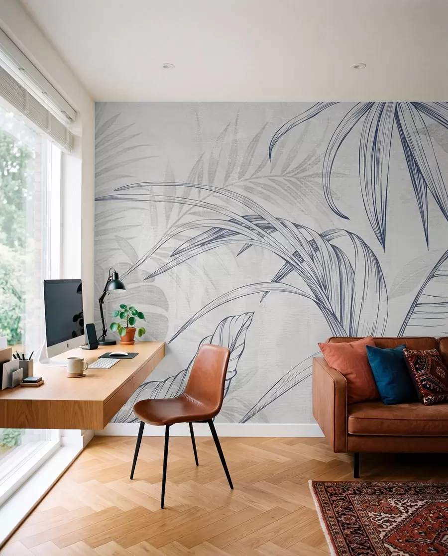 wall murals Лишће на позадини са имитацијом замућења и текстуре w04362v1