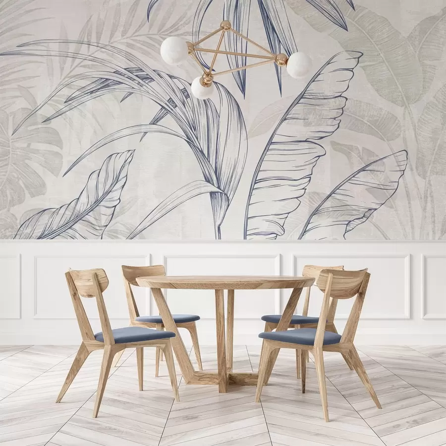 wall murals Лишће на позадини са имитацијом замућења и текстуре w04362v1