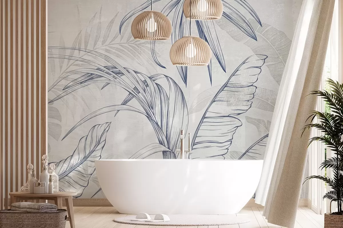 wall murals Лишће на позадини са имитацијом замућења и текстуре w04362v1