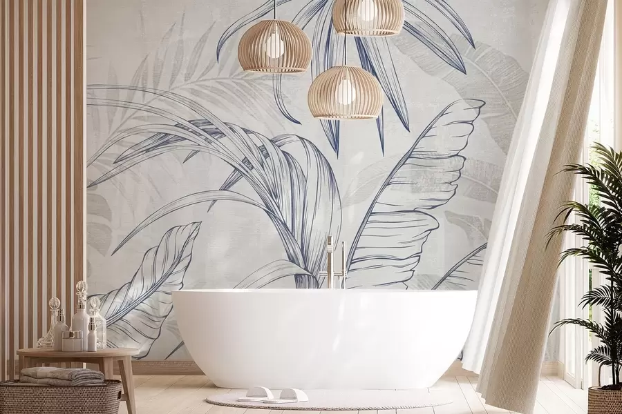 wall murals Лишће на позадини са имитацијом замућења и текстуре w04362v1