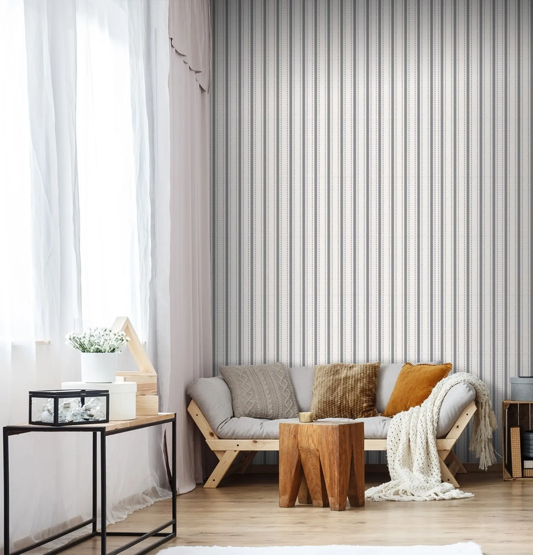wall murals Сива пругаста тапета u71663