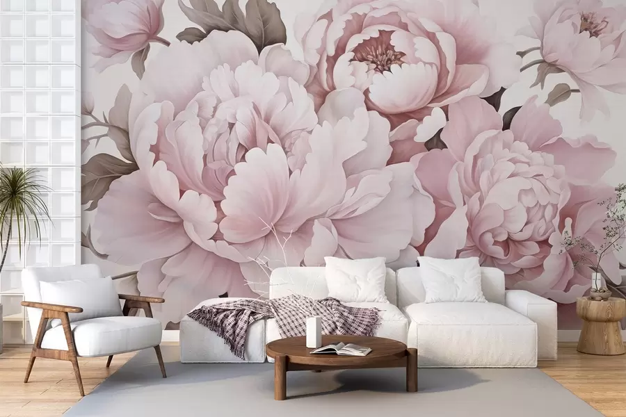 wall murals Деликатни божури w04365v1