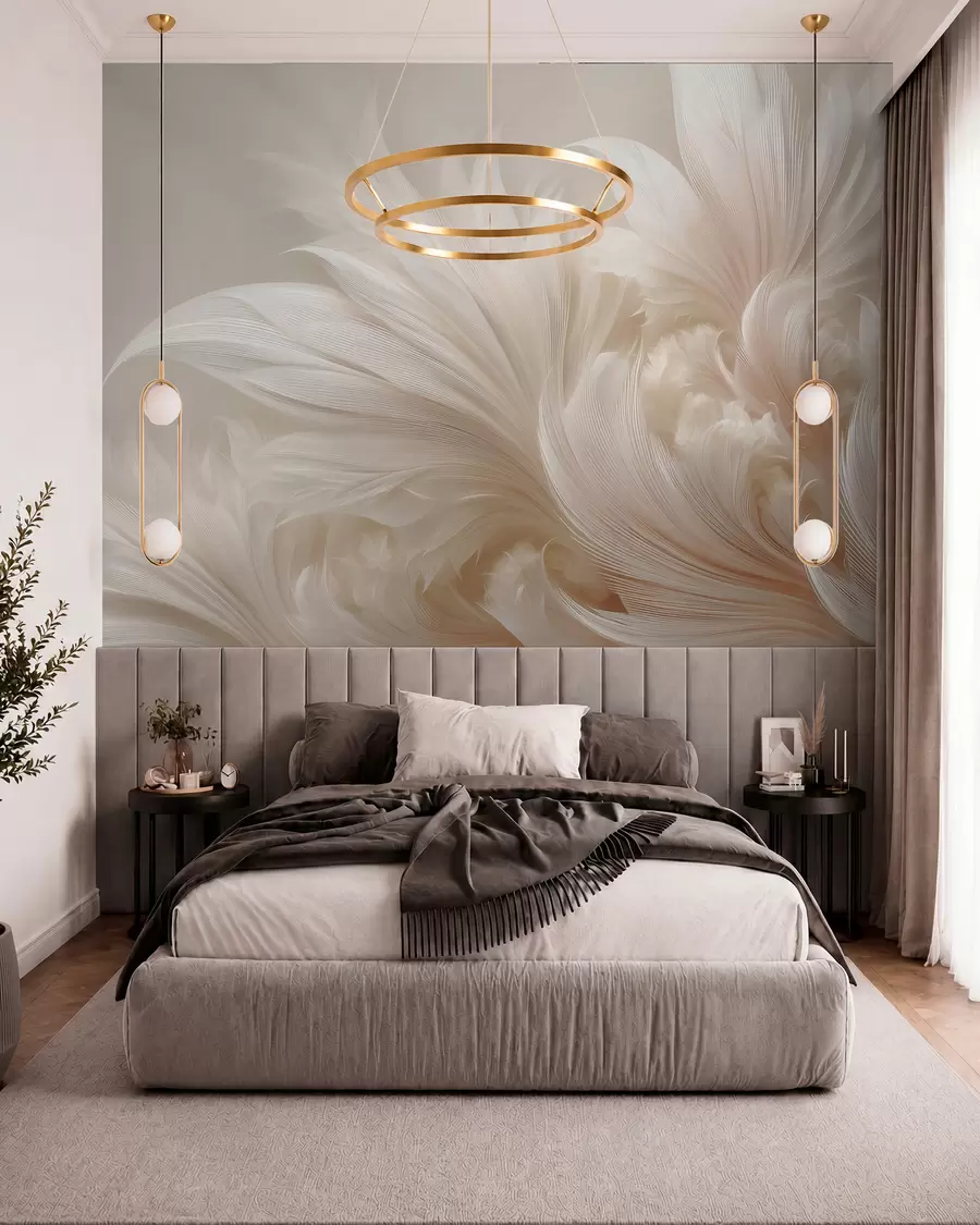 wall murals Бестежинско перје у нијансама ваниле креме w09302