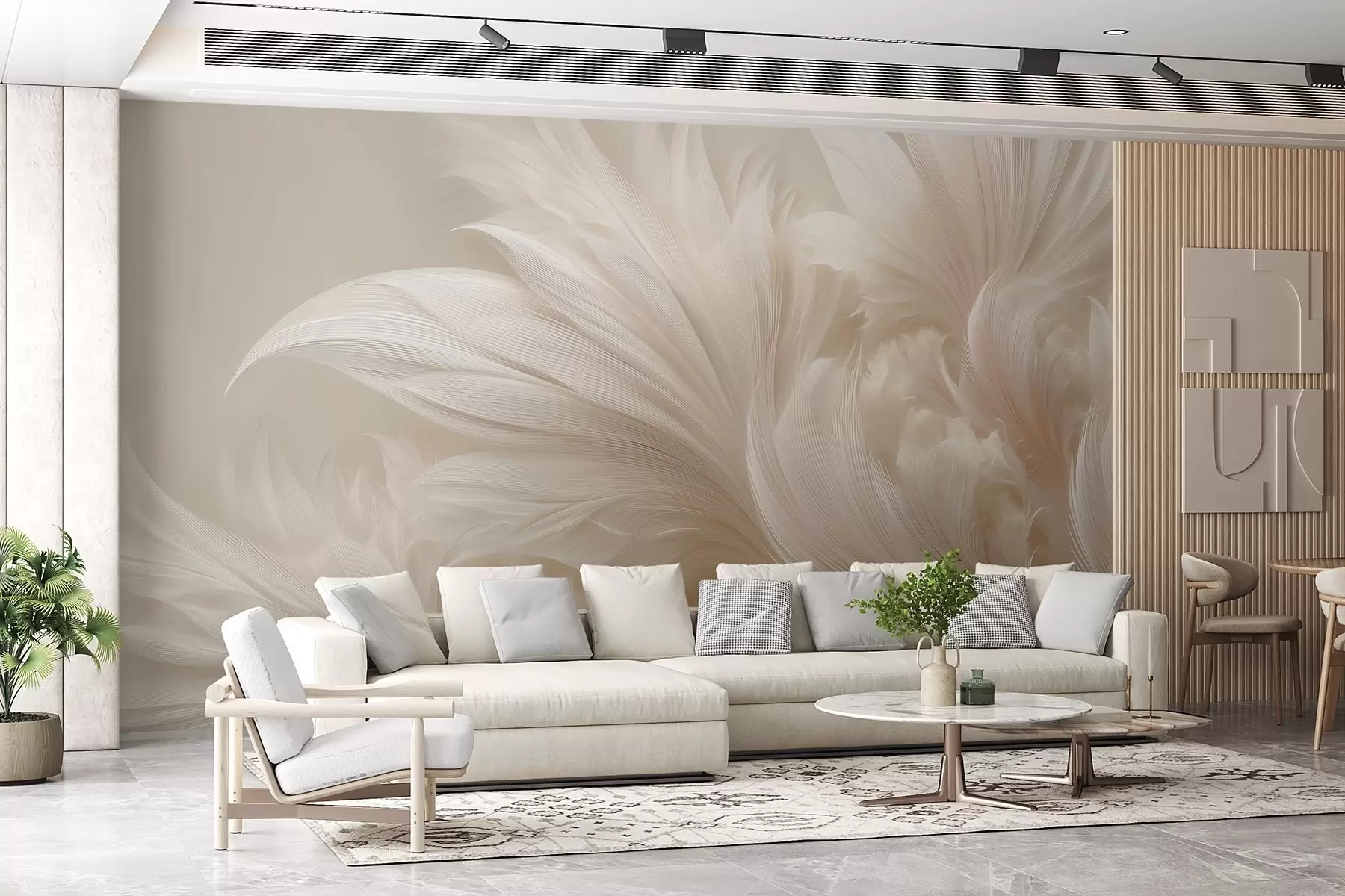 wall murals Бестежинско перје у нијансама ваниле креме w09302