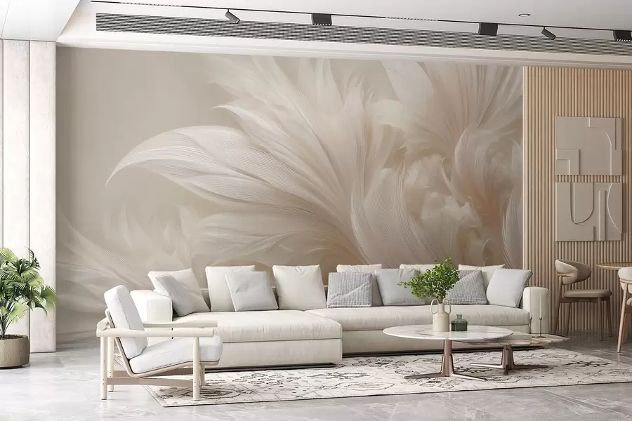 wall murals Бестежинско перје у нијансама ваниле креме w09302