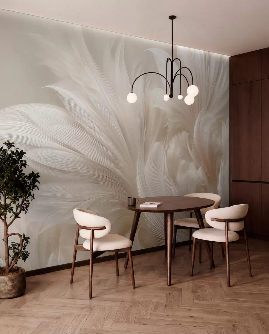 wall murals Бестежинско перје у нијансама ваниле креме w09302