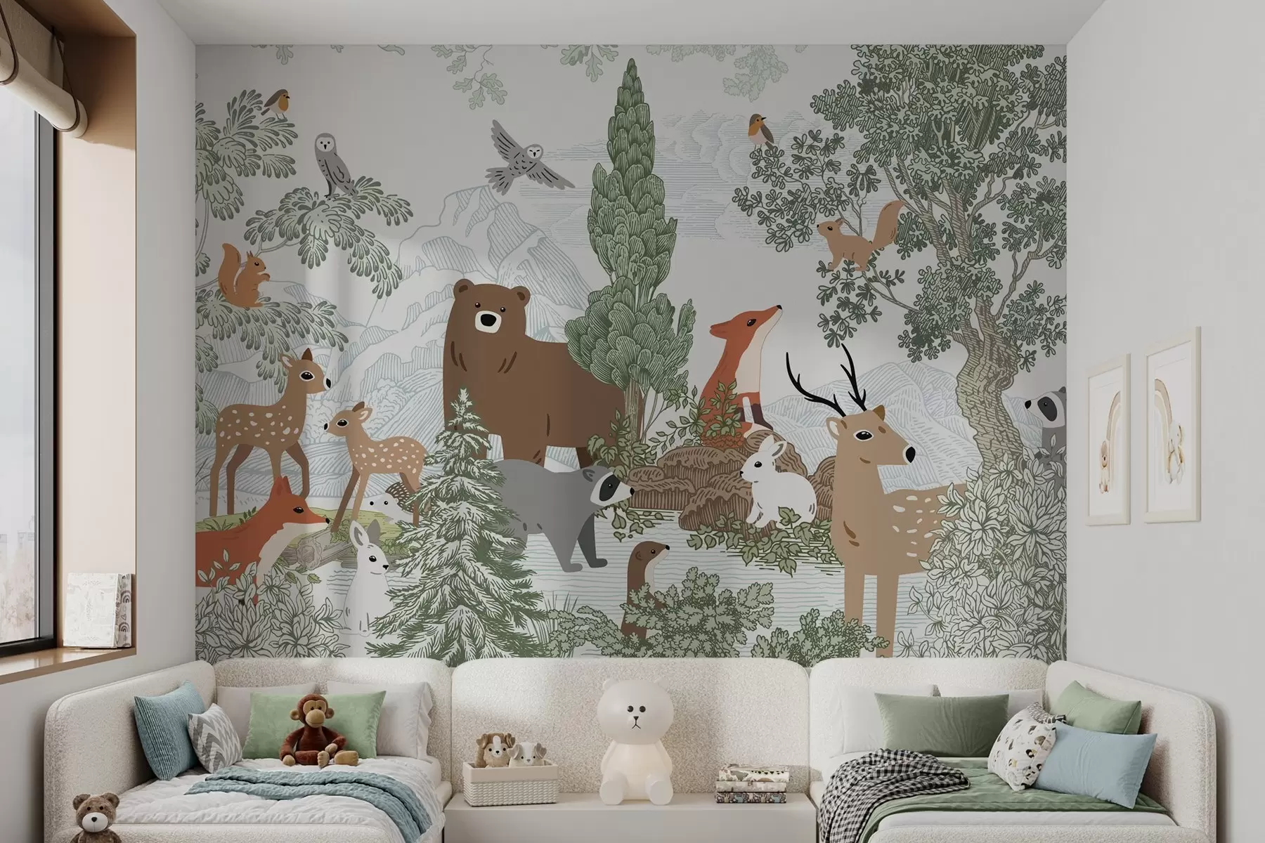 wall murals Животиње и птице у шуми w04383