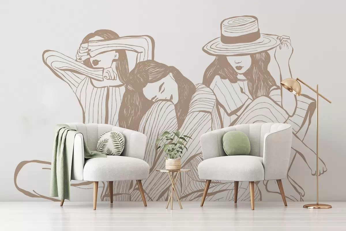 wall murals Девојчице у нијансама беж w04384v2