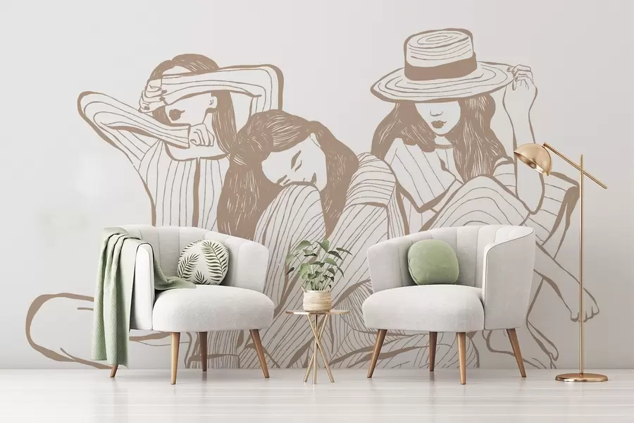 wall murals Девојчице у нијансама беж w04384v2