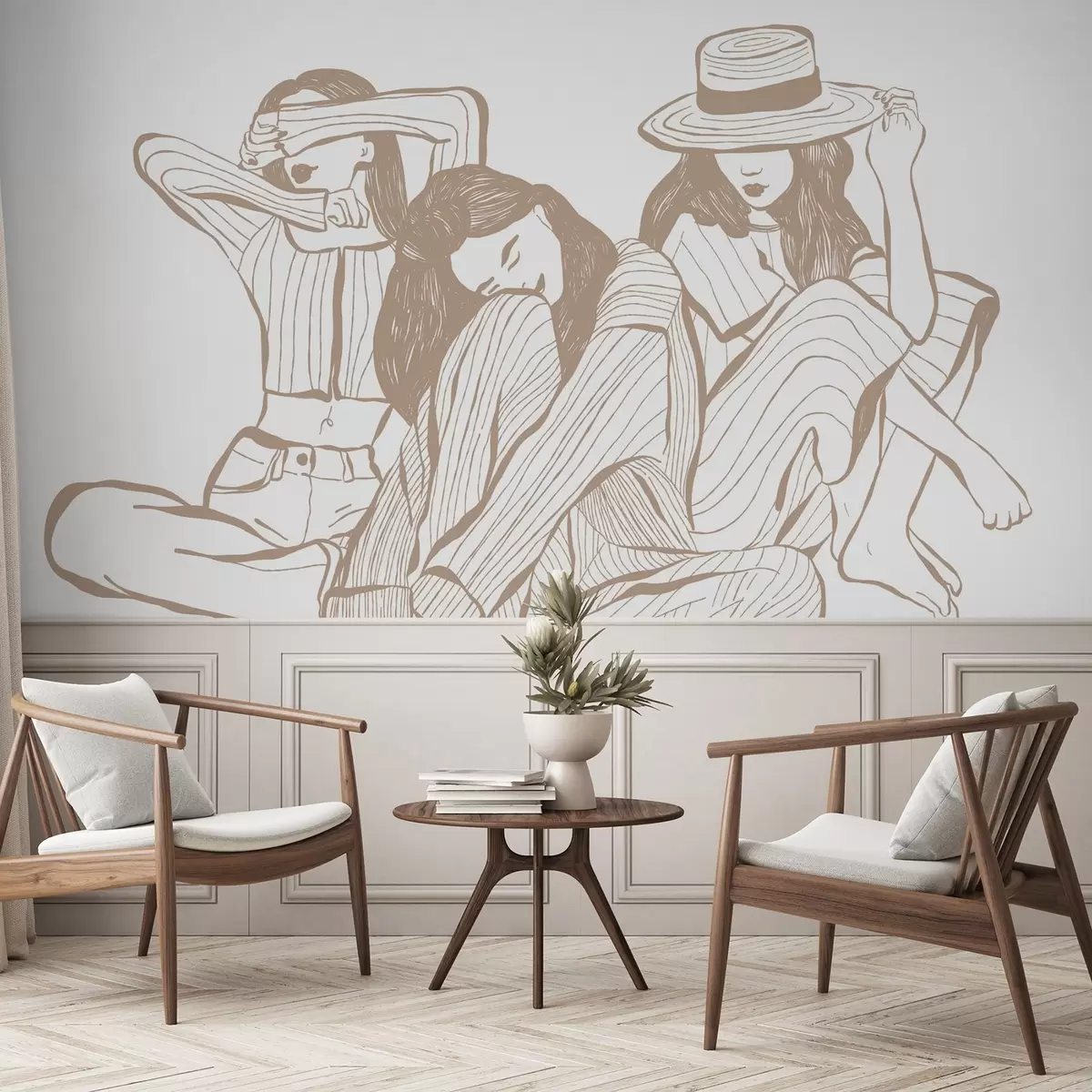 wall murals Девојчице у нијансама беж w04384v2