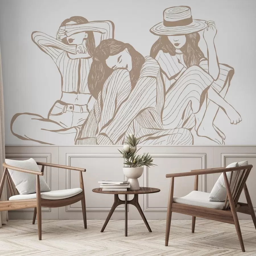 wall murals Девојчице у нијансама беж w04384v2