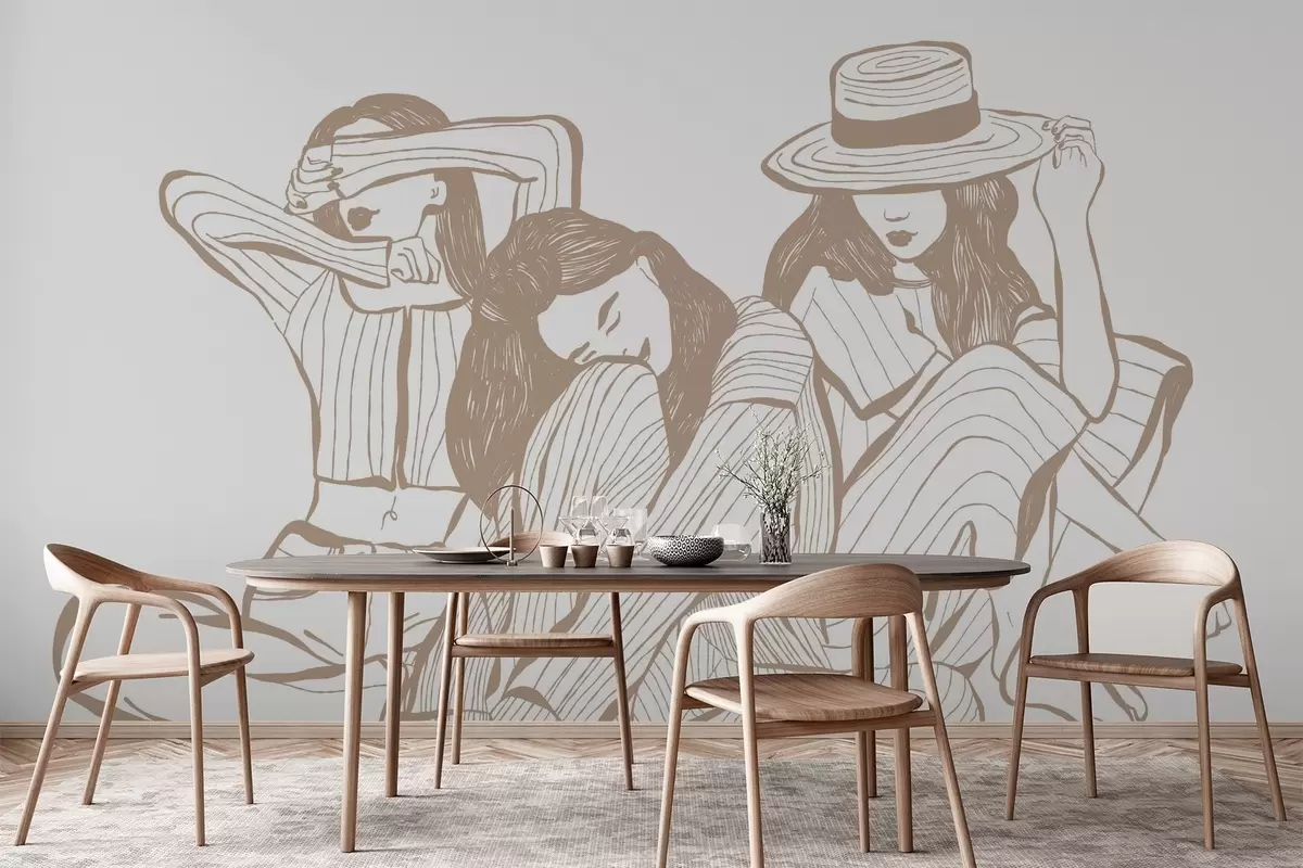 wall murals Девојчице у нијансама беж w04384v2