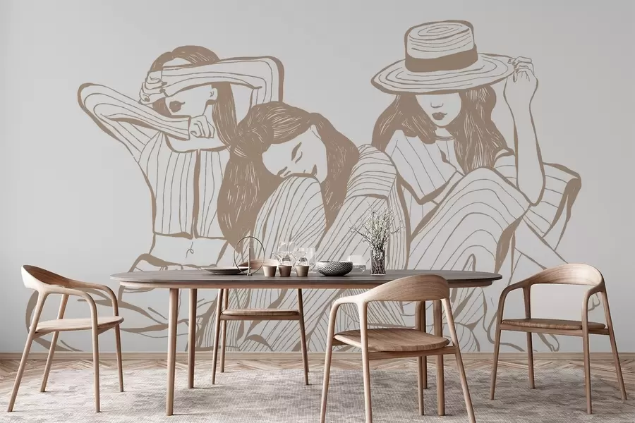 wall murals Девојчице у нијансама беж w04384v2