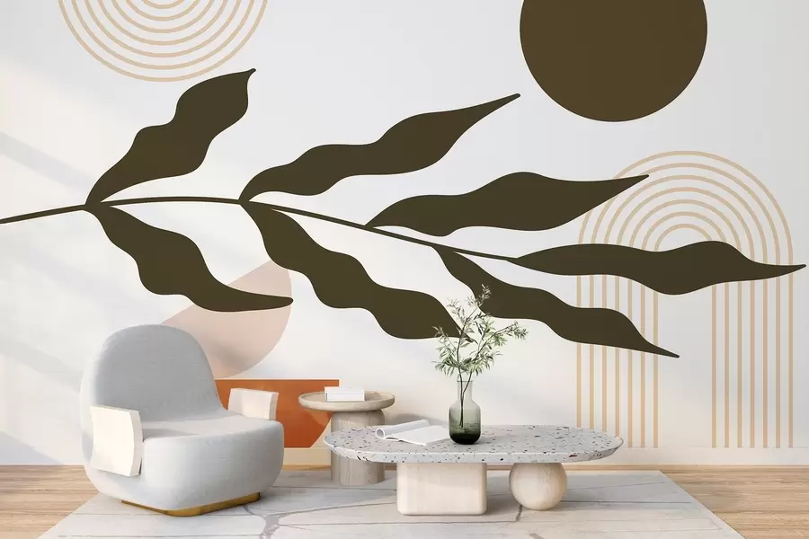 wall murals Апстракција, лишће, линеарни лукови w04386