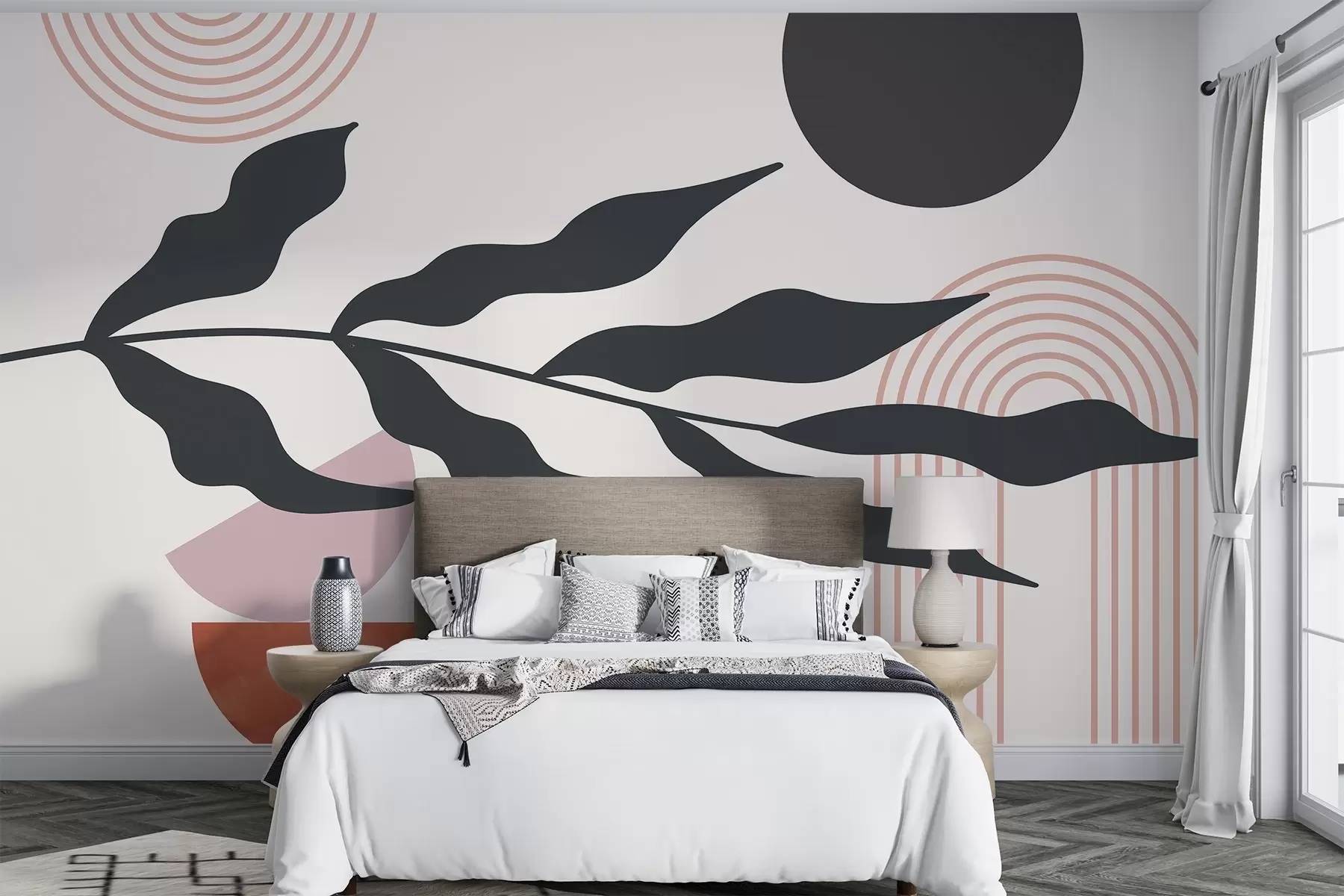 wall murals Апстракција, лишће, линеарни лукови w04386v2