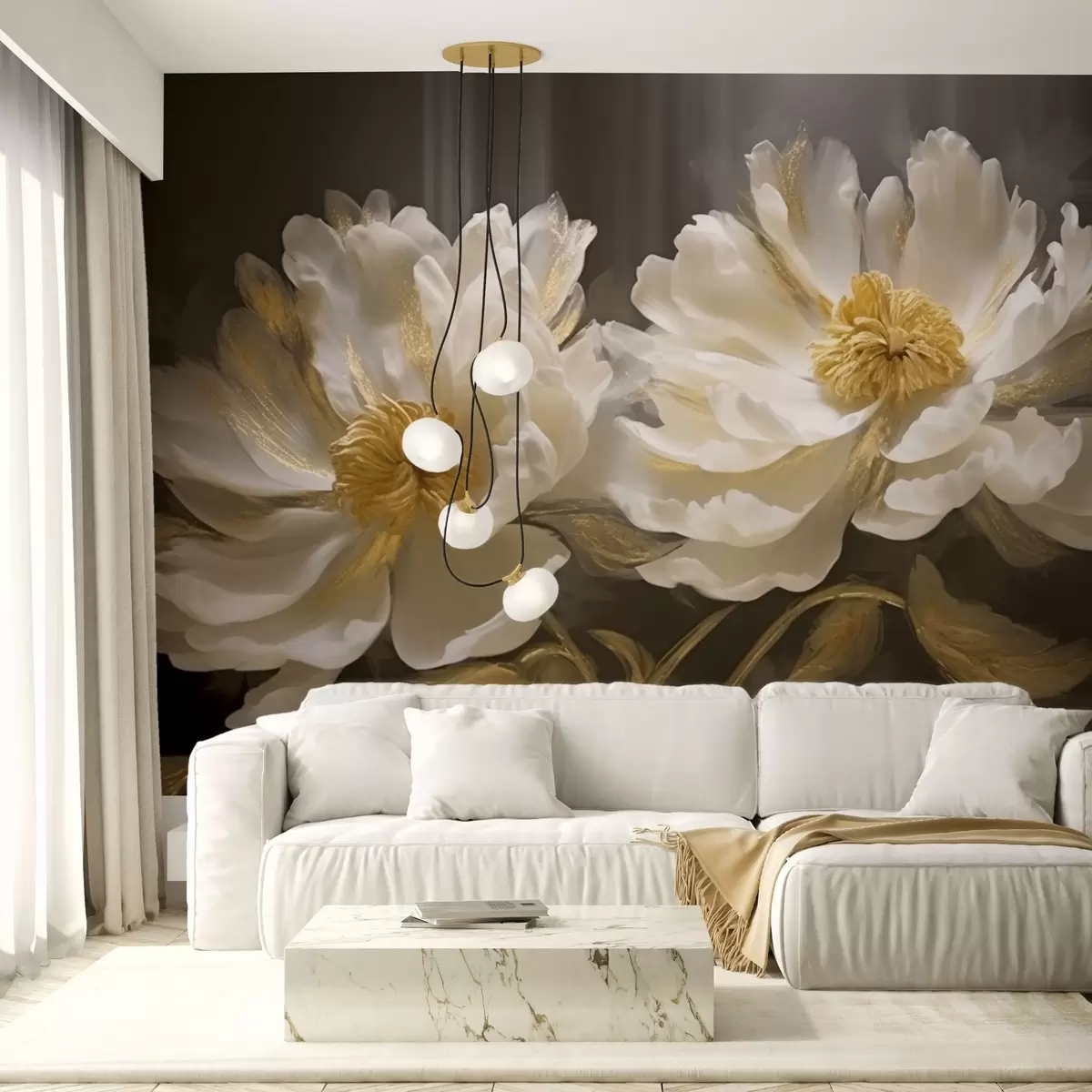 wall murals Светло цвеће са акцентима на тамној позадини w04344