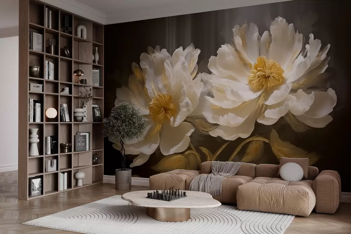 wall murals Светло цвеће са акцентима на тамној позадини w04344