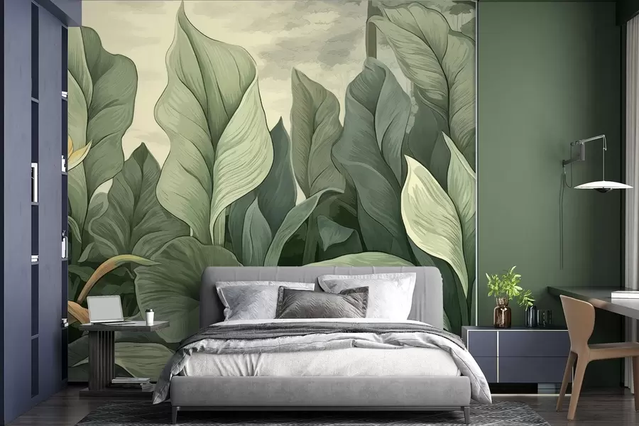 wall murals Илустрација тропских биљака у ботаничком стилу w04347