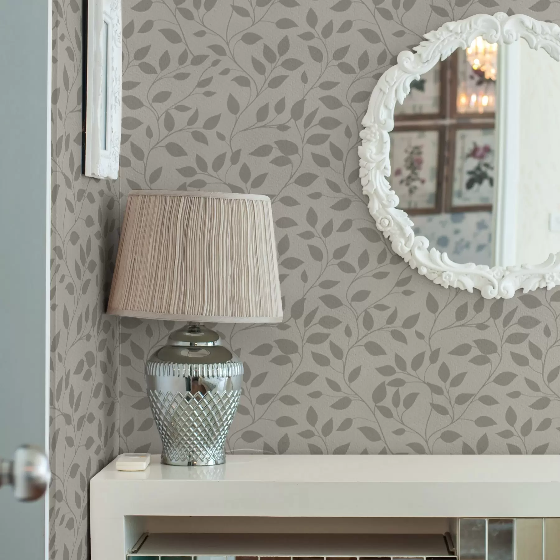 wall murals Монохромне винове лозе на фино текстурираном платну a00386