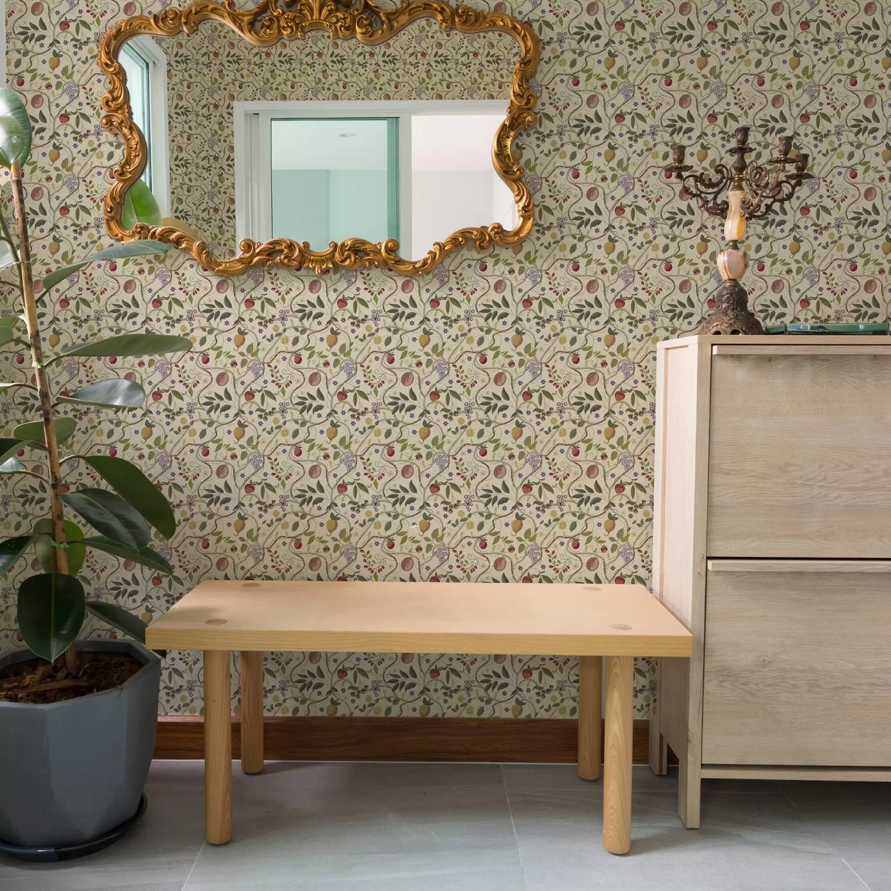 wall murals Воћни узорак са бобицама, гранама и цвећем a00428