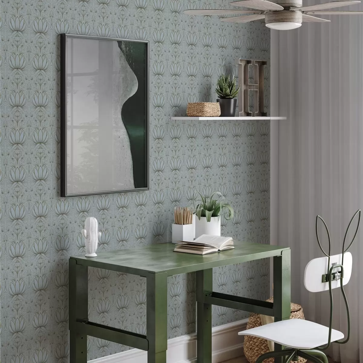 Позадина Лотусов украс у тиркизној и жутој палети a00439