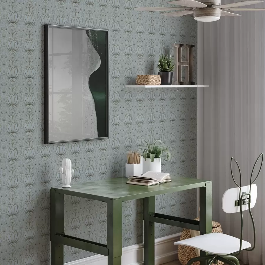 wall murals Лотусов украс у тиркизној и жутој палети a00439