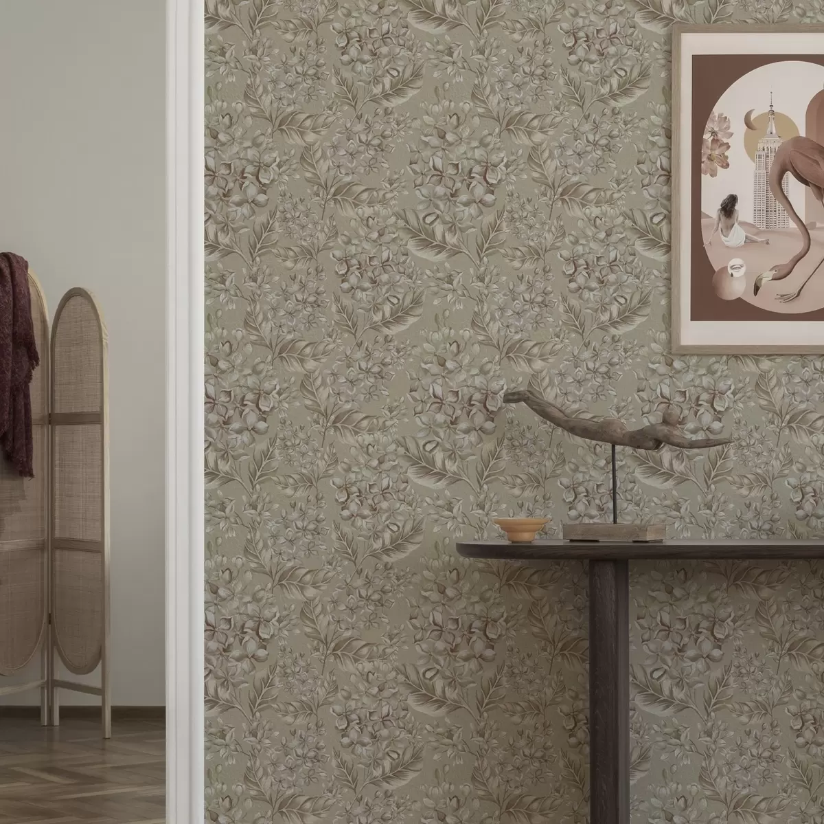 Позадина Беж гране са белим цветовима у топлим нијансама a00441