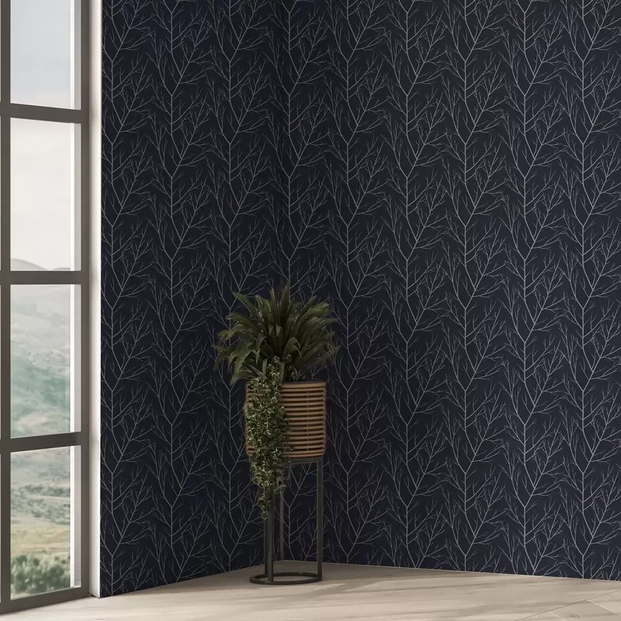 wall murals Меке црвене гране на дубоко тамноплавој позадини a00451