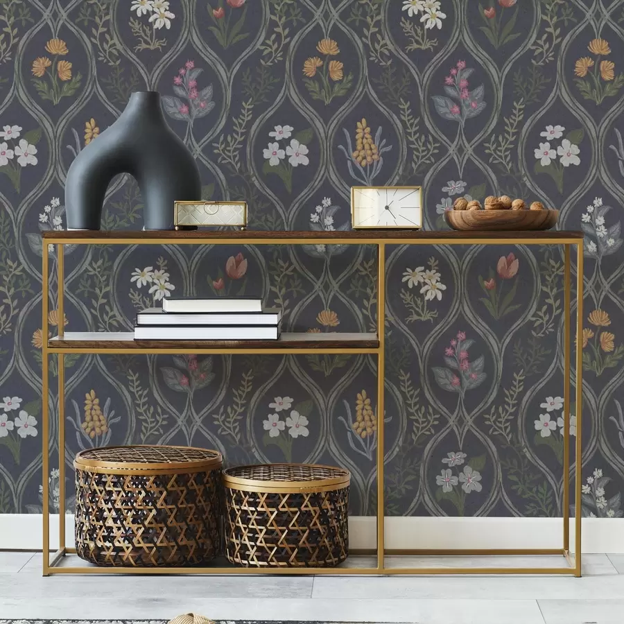 wall murals Тамни винтаге оквир са шареним баштенским цвећем a00454