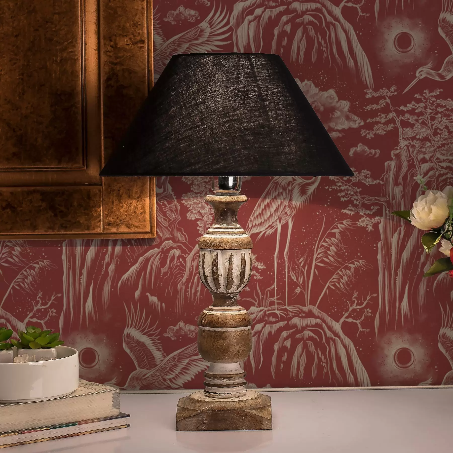 wall murals Чапље, планине и облаци у стилу јапанске гравуре a00458