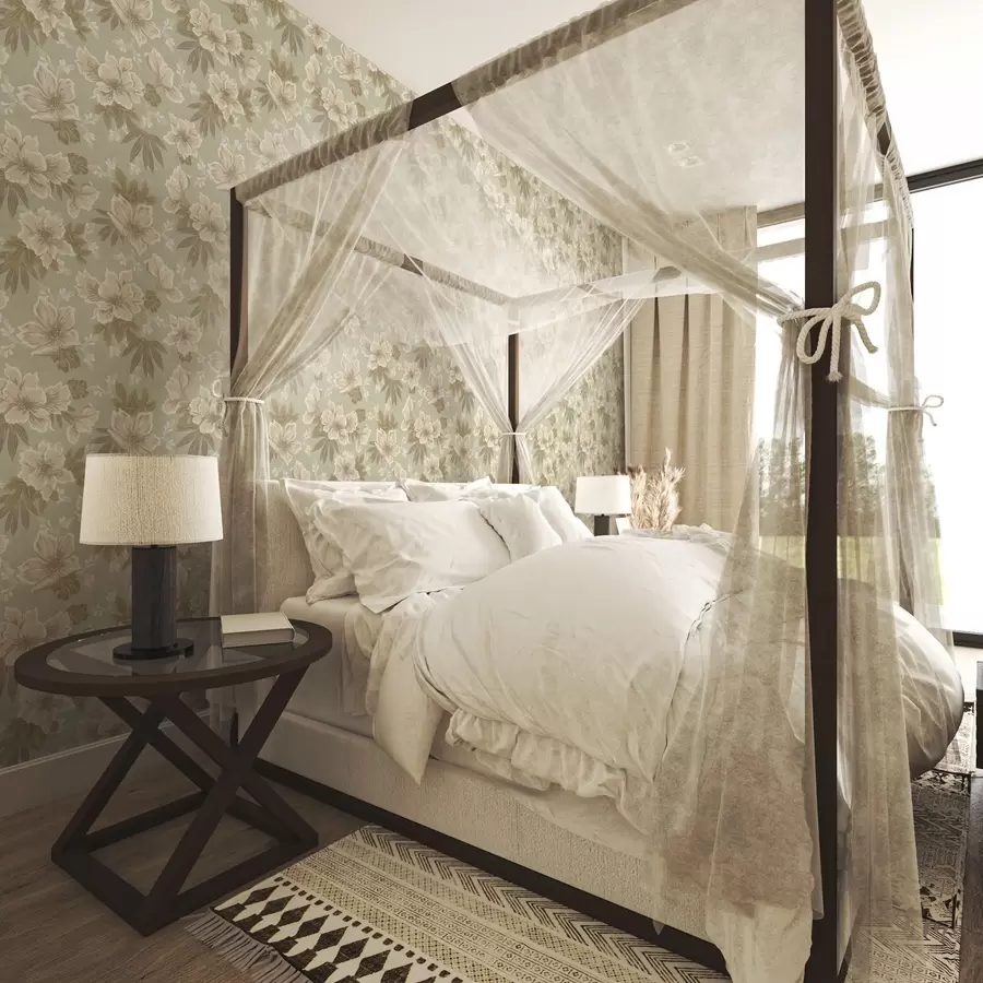 wall murals Кремасто цвеће на маслинасто зеленој позадини a00462