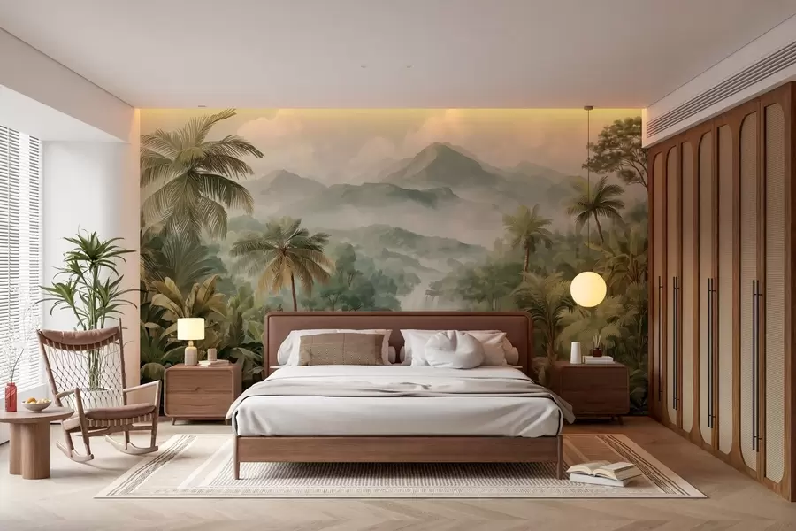 wall murals тропска џунгла са водопадом w04306