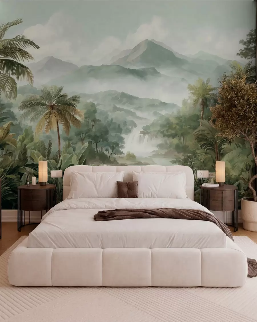 wall murals тропска џунгла са водопадом w04306