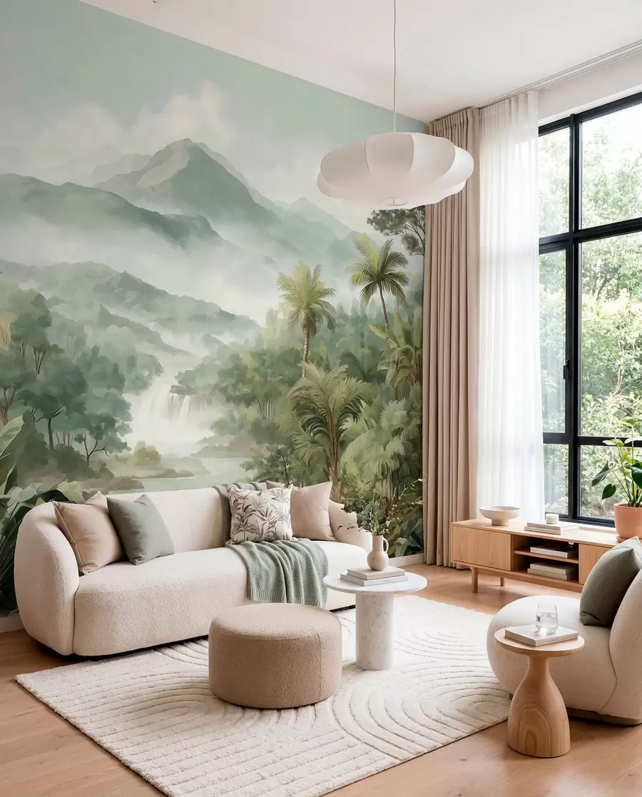 wall murals тропска џунгла са водопадом w04306