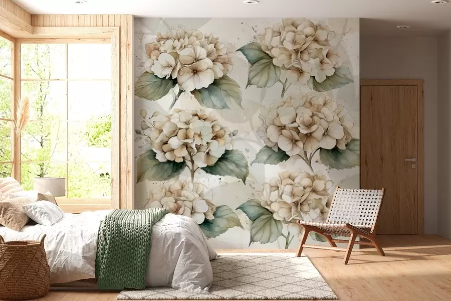 wall murals Велике хортензије у акварелном стилу w04312